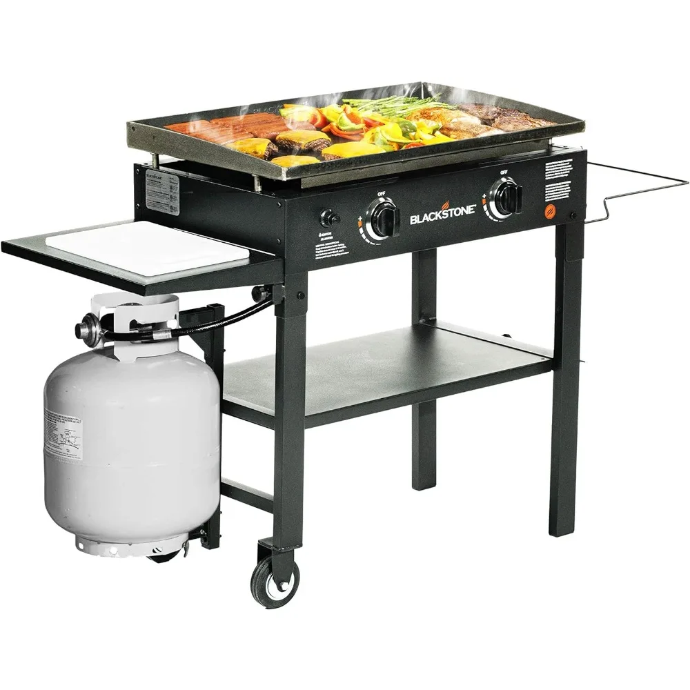 Gas Grill 2 Burner Propane Fuelled Rear Grease Management System 28” Outdoor Griddle Station for Camping