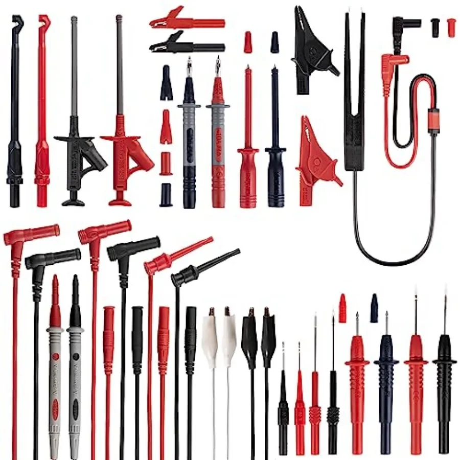 

29PCS Multimeter Test Leads Kit with Replaceable Wire Piercing Test Probes Alligator Clips Test Hook Clips Test Tweezer for Dig