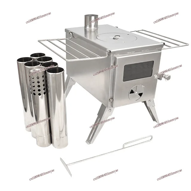 304 Stainless Steel Camping Tent Stove With View Window Portable Outdoor Picnic Heating Wood Burning Stove