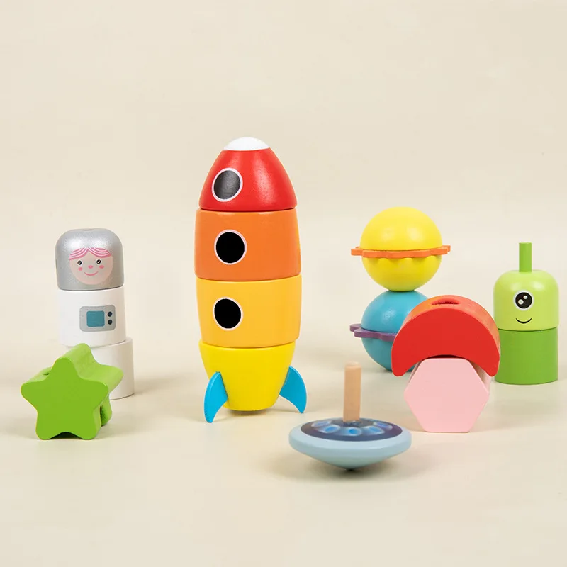 Planeta kolejka górka drewniane zabawki edukacyjne Montessori Puzzle w kształcie bloku Sorter zabawka z kolorowymi zabawkami do sortowania sensorycznego prezenty