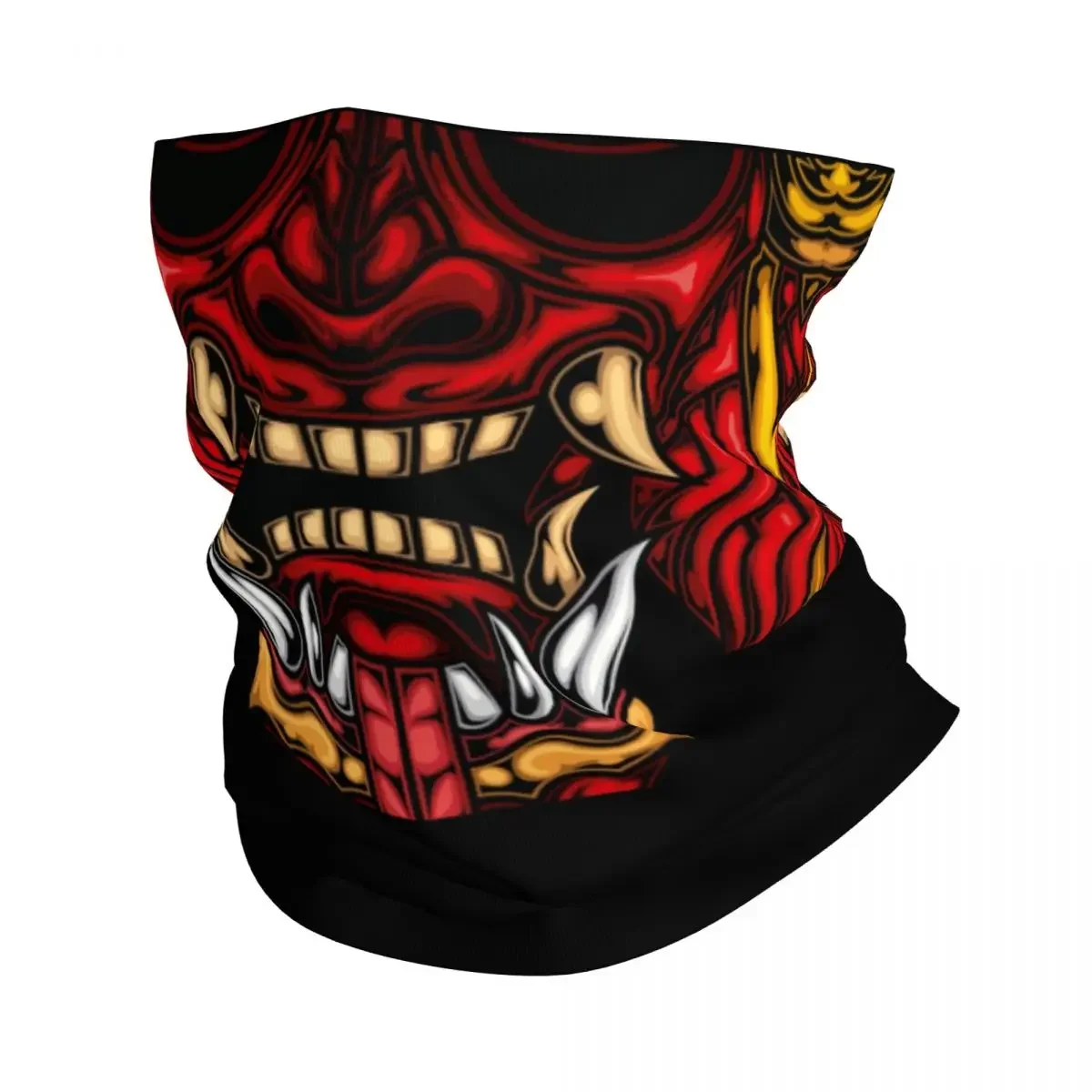 Hannya Barong Bandana Neck Warmer Women Men Winter Ski Tube Scarf Gaiter Japanese Samurai Demon Oni Face Cover