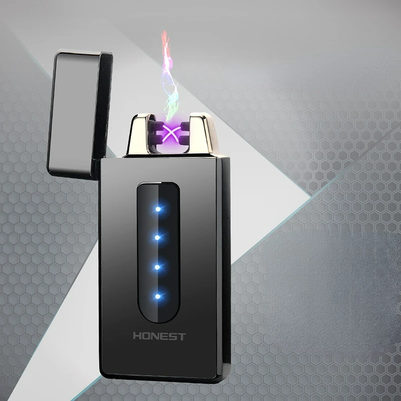 Honest New USB Rechargeable Dual Arc Lighter Slide Down Touch Sensing Metal Cigarette Accessories Windproof Lighter Gift For Men