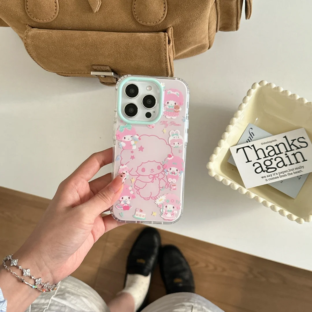 Koreanische schöne My Sweet Piano kleine Schafe Telefon Soft Case für iPhone 16 15 14 13 12 Pro Max rosa Mädchen Abdeckung ﻿ ﻿