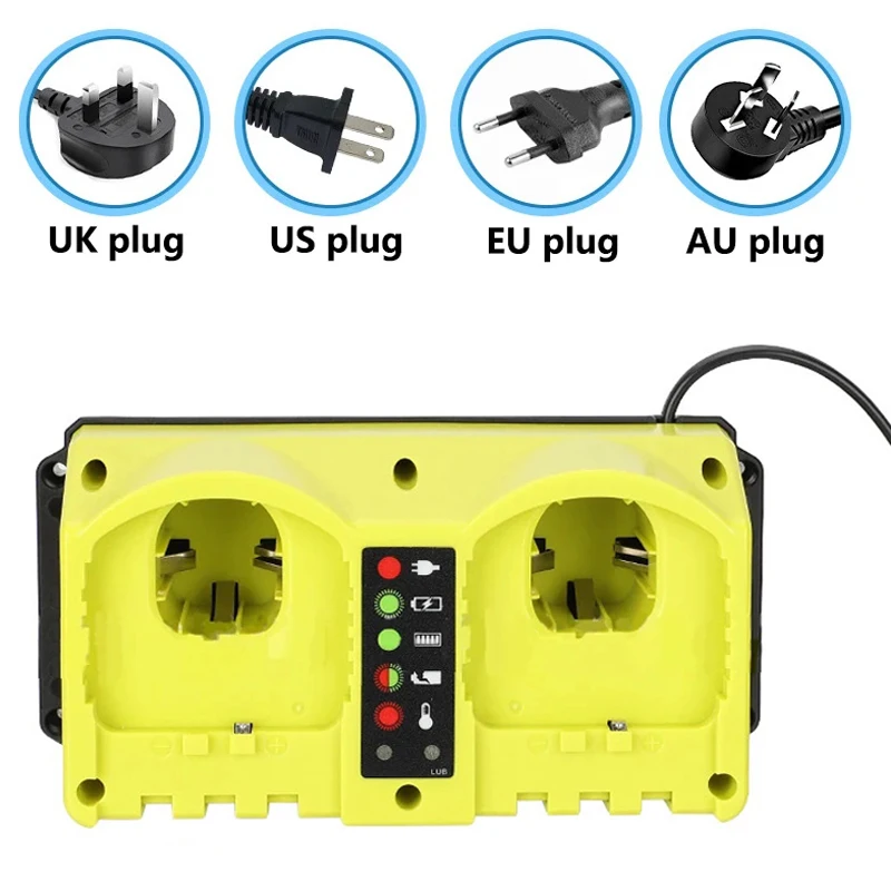 Dual Port Battery Charger for Ryobi 18V Lithium-Ion/Ni-Cd/Ni-Mh Batteries P100 P101 P102 P103 P105 P107 P108 P200 Fast Charger