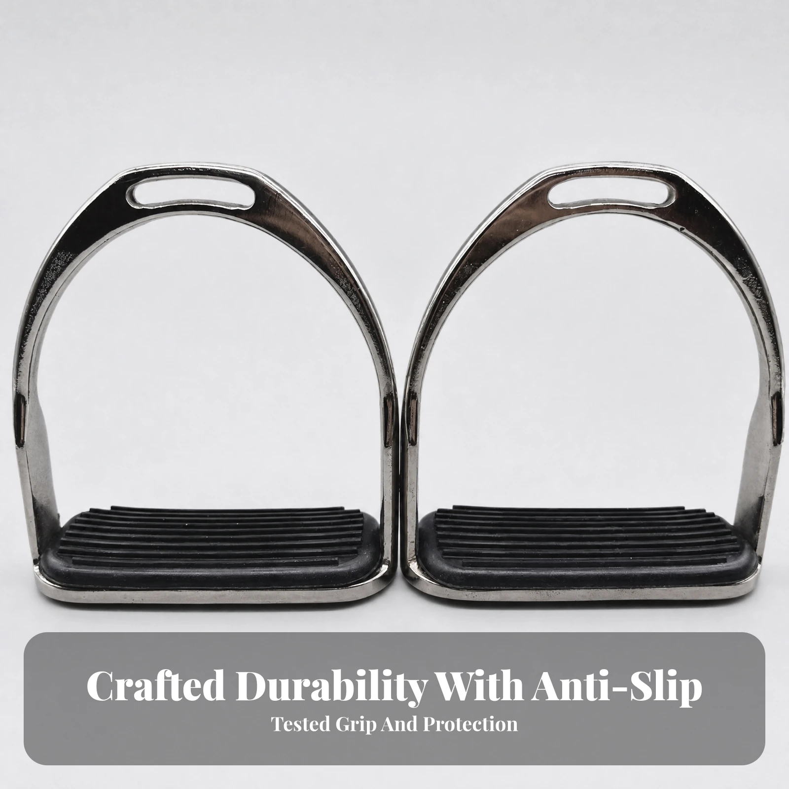 Electroplated Metal Stirrups with Ridged Foot Pads for Horse Riding Trail Training Practical Equestrian Saddle Accessory