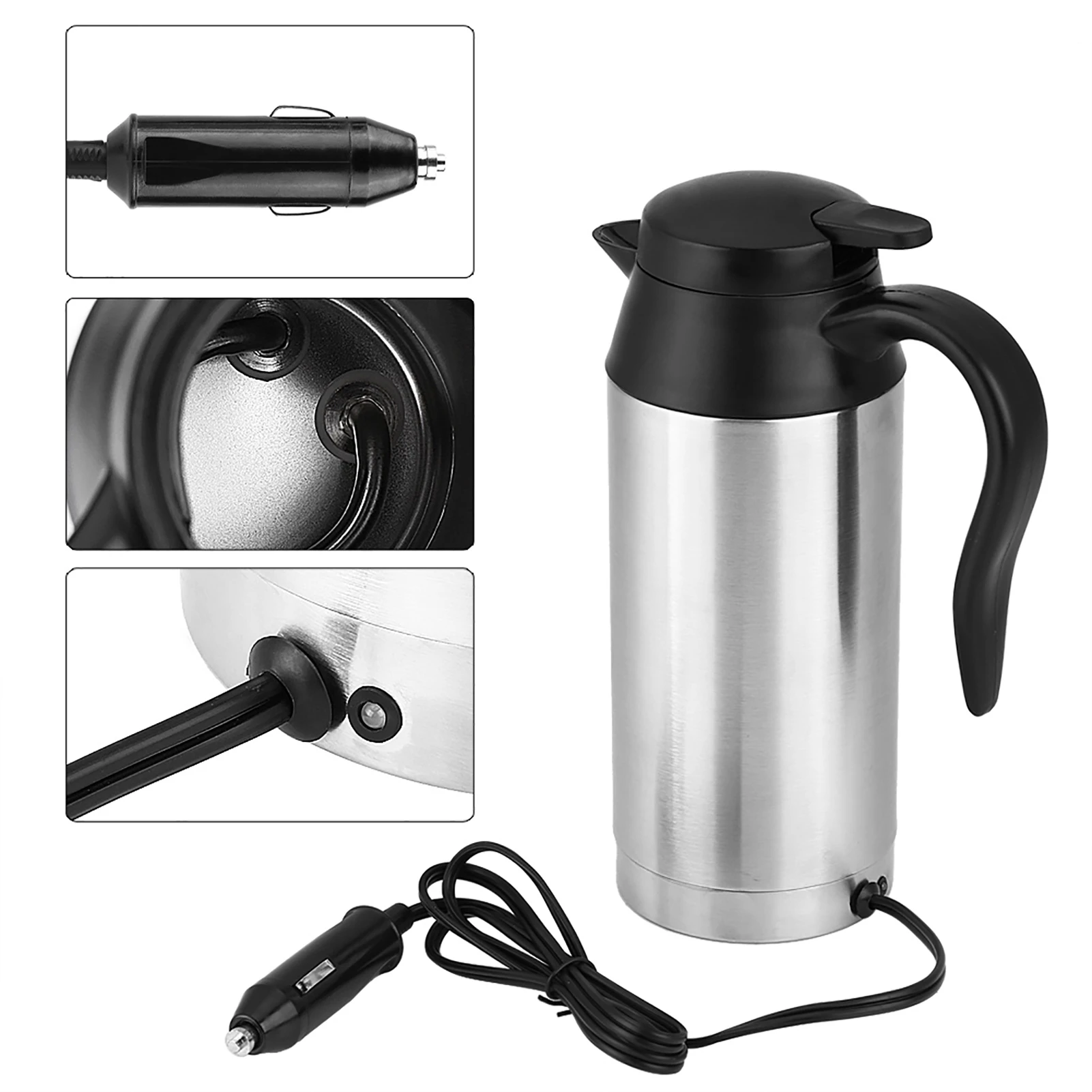 Heating Thermoses 750ml 12V Car Stainless Steel Cigarette Lighter Heating Kettle Mug Electric Travel Thermoses Car Electric Cup