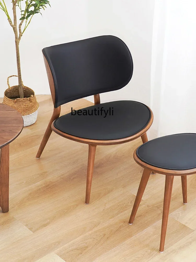 

01 Nordic Single-Seat Sofa Chair Solid Wood Leisure Living Room Fabric Craft Backrest Office Desk Chair