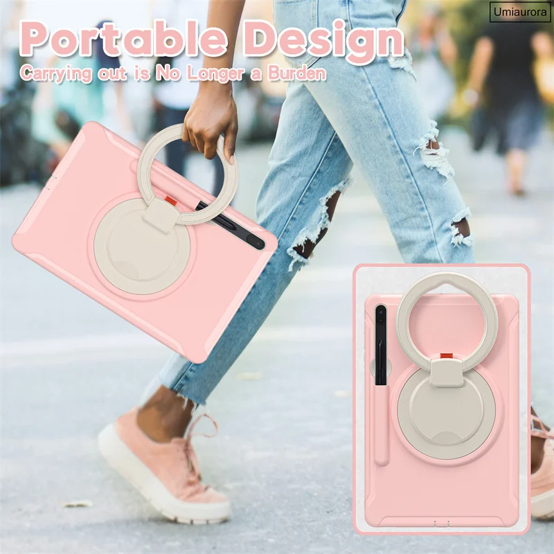 For Samsung Tab S6 S7+ S8+ S9 FE Plus S10+ Ultra SM-X920 X820 X520 X610 Pull Ring Stand Tablet Case Cover Shockproof Armor Funda