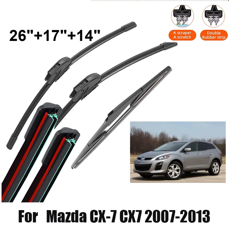 

Car Wiper For Mazda CX-7 CX7 2007-2013 Front Rear Wiper Blades Brushes Auto Accessories Mute 2008 2009 2010 2011 2012