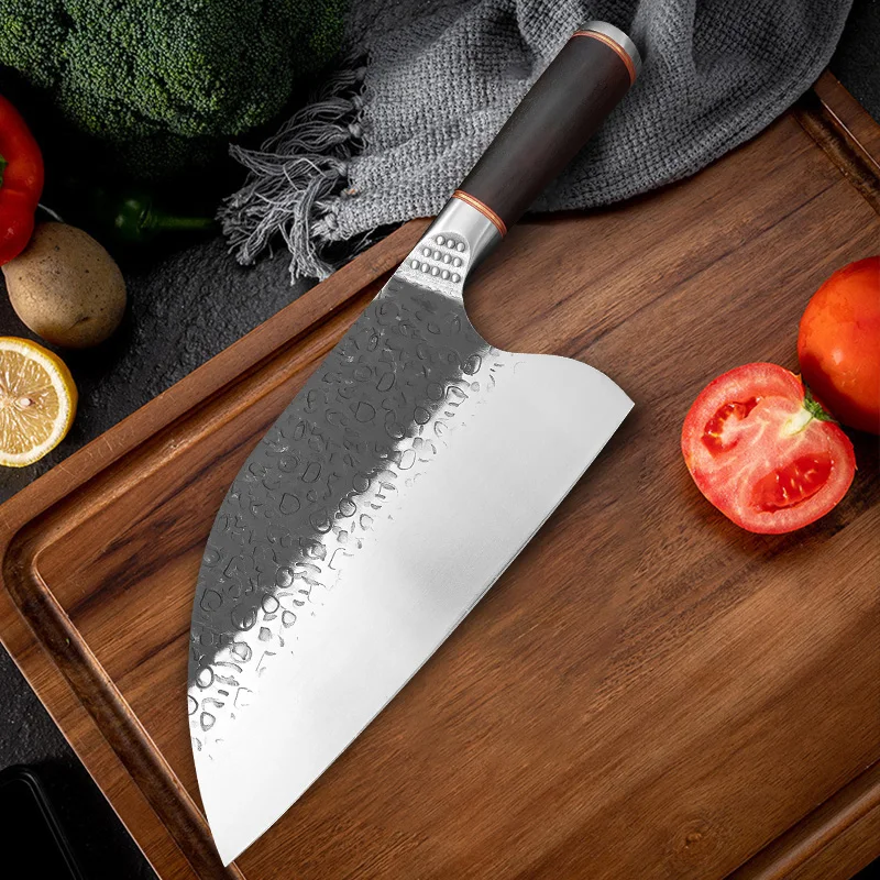 Handmade Forged Butcher Knife Kitchen Cleaver Meat Chef Cooking Knife Wooden Handle Stainless Steel Slicing Knife