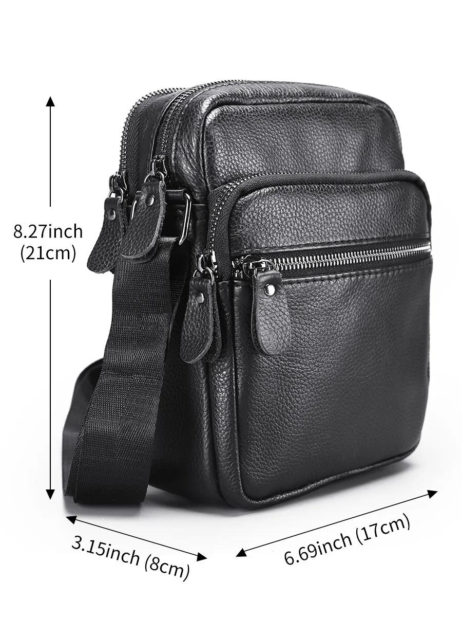 Bolso de hombro de ocio al aire libre, bolso de viaje Vertical de cuero genuino para hombre, bolso de hombro masculino de alta gama