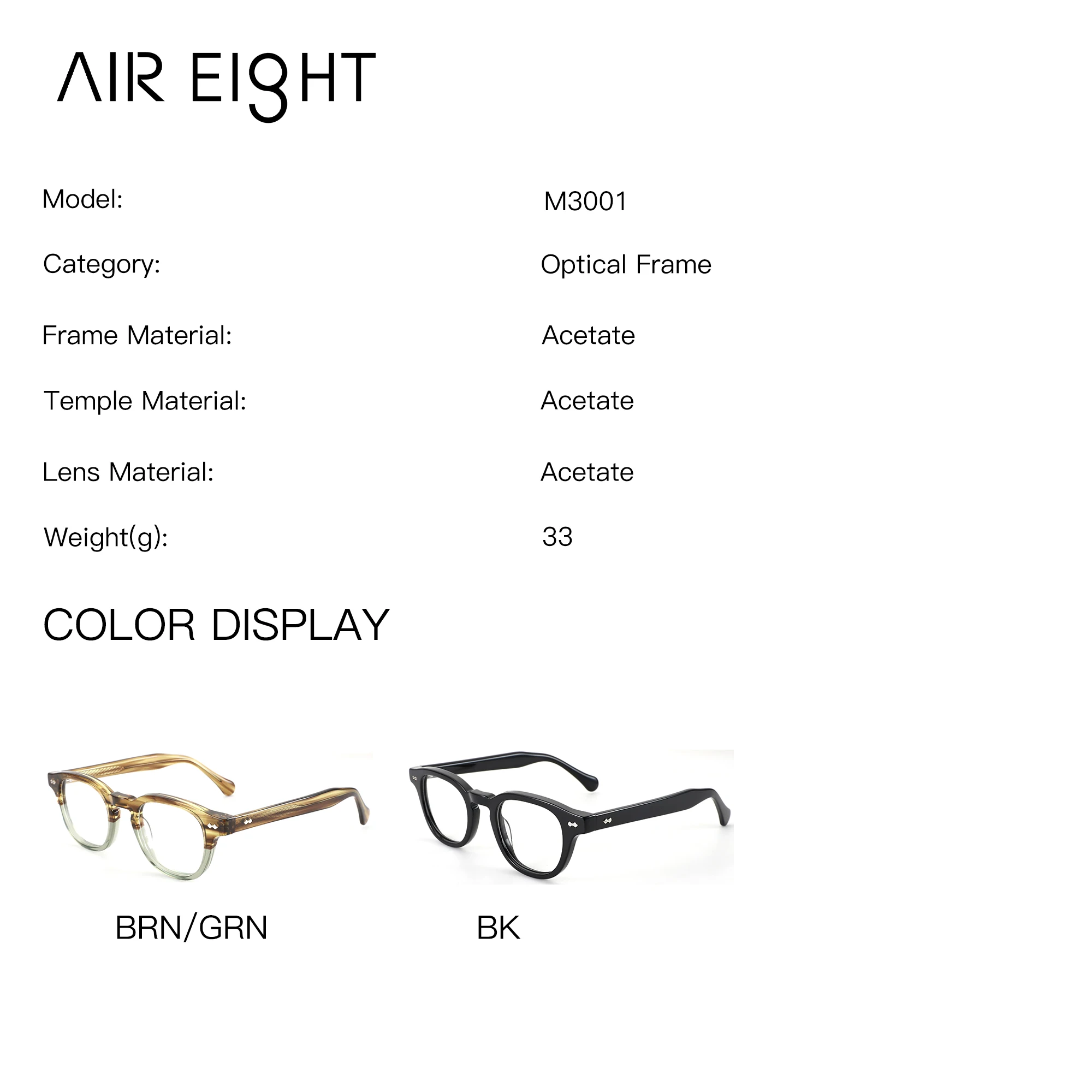 AIREIGHT (M Size)Acetate Square Photochromic Prescription Glasses Men Women Blue Light Progressive Graduated Lenses