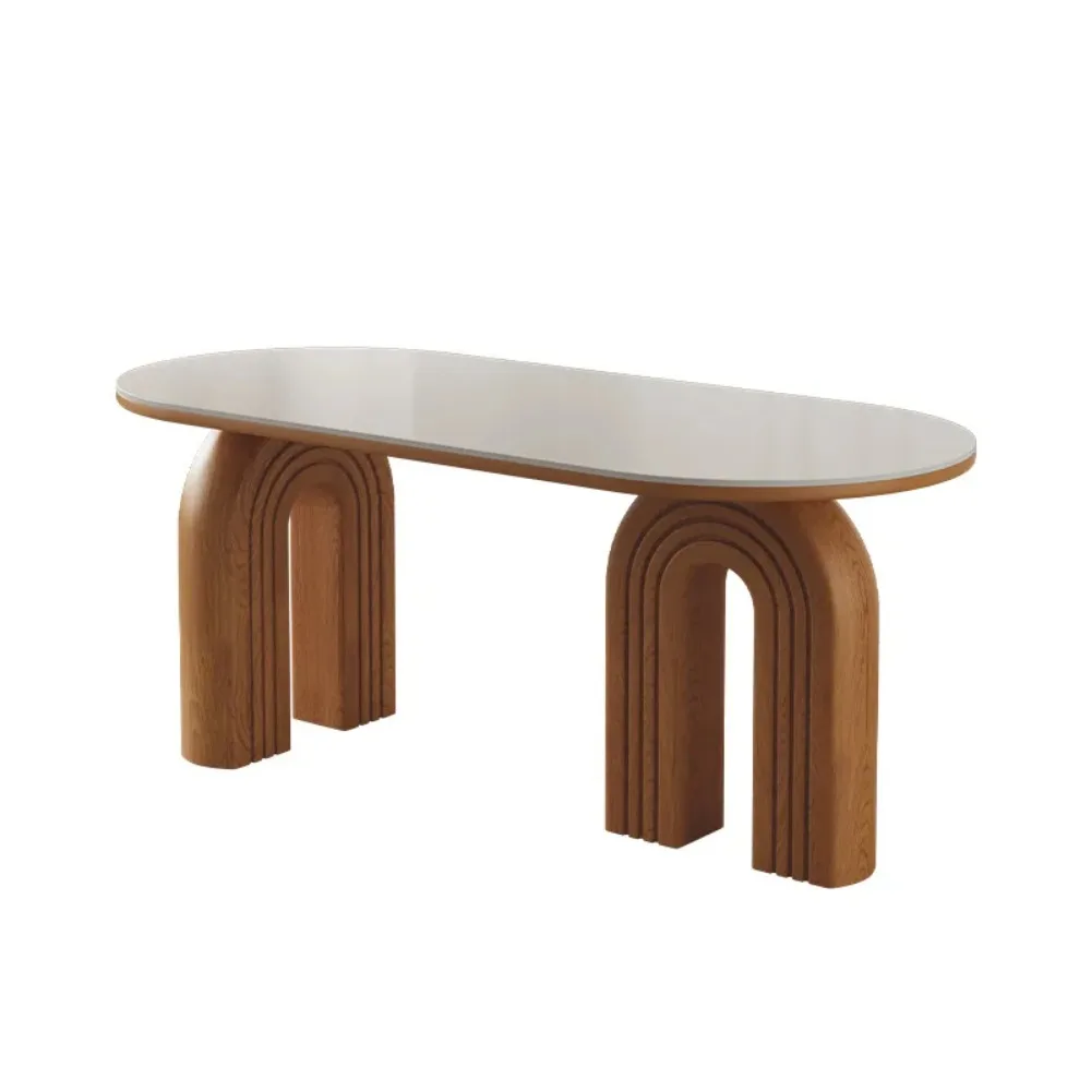 Factory Direct 2026 Muyang Man Cream Wind Slate Dining Table Chair Set Restaurant Home Furniture Household Premium Dining Table