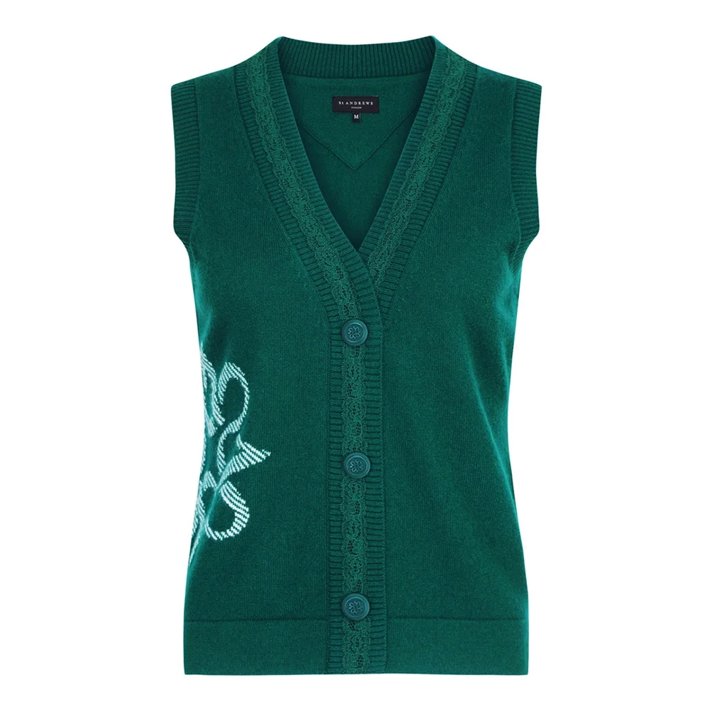 Gilet lavorato a maglia da donna di marca di lusso Nuovo stile scollo a V Calore autunnale e invernale Cardigan sportivo da golf Pigro ad alta