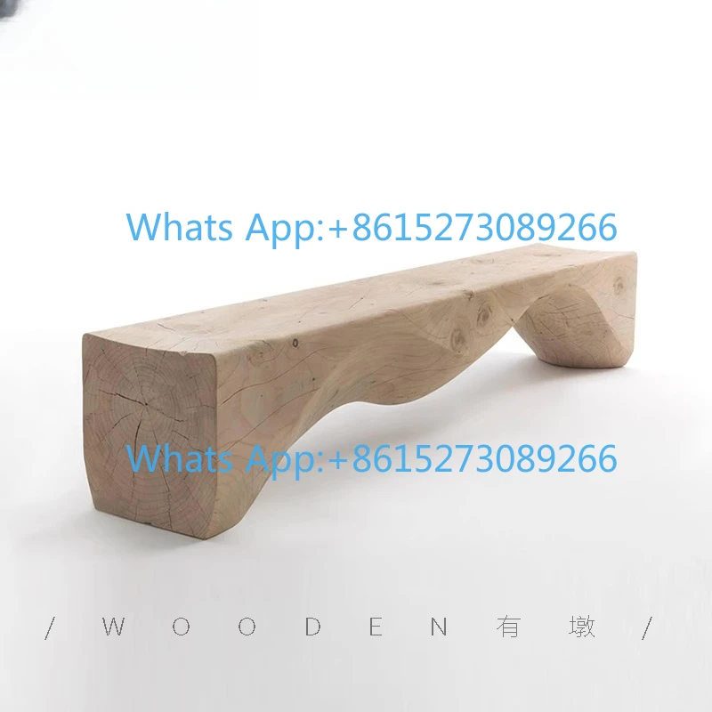 Solid wood bench Nordic creative wabi wind B & B bedside stool log exhibition hall bench home rest shoe change stool