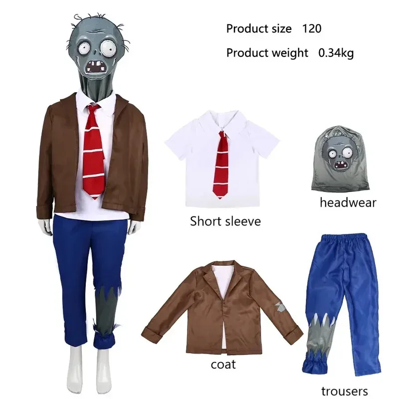 Halloween per bambini Divertente gioco cosplay Zombies Novità Tuta Maschera Vestito Abbigliamento Festival Carnevale Vesti Festa Spettacolo teatrale