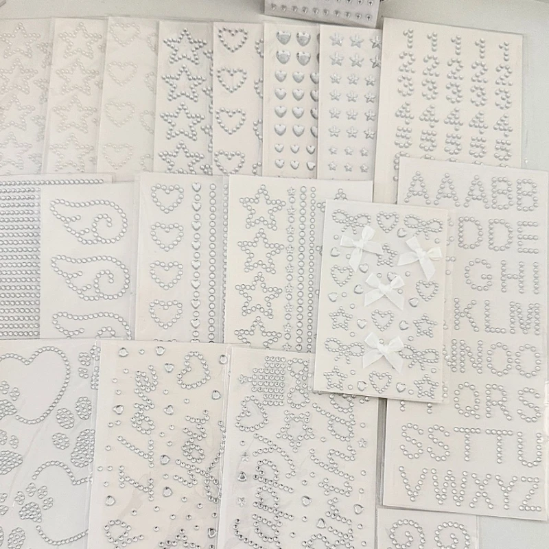 Silver Rhinestone Face Decor Stickers, 3D Star & Heart Shape Gem Stickers, Stereo Sparkly Ornament For Makeup DIY Decoration view 5