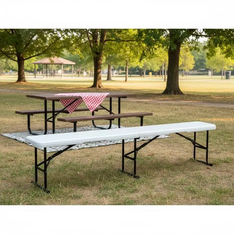 

Collapsible Long Chair 72 Inch For Barbecue Gathering Sideline Spectating, Portable Double Fold Design Smooth Surface Su