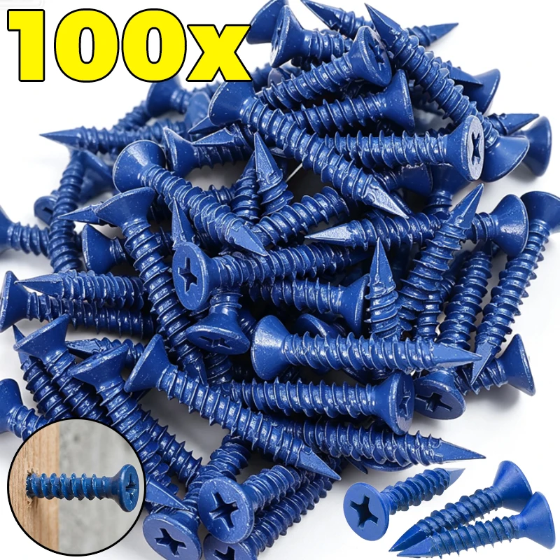 Concrete Screw Flat Head Self Drilling Screws Set Carbon Steel Anchor Wooden Board Fixing Bolts Screws Hardware Fasteners Set
