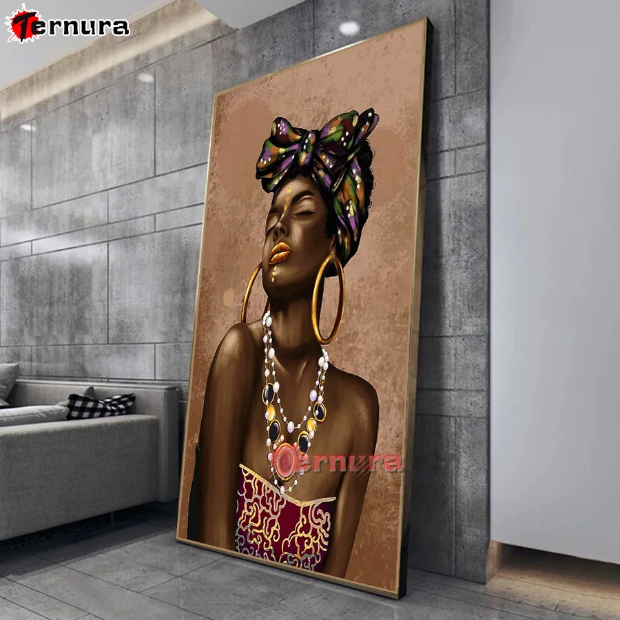 5D diamond mosaic Diy Diamond Painting African woman turban female Embroidery Cross Stitch full square Drill rhinestone Decor