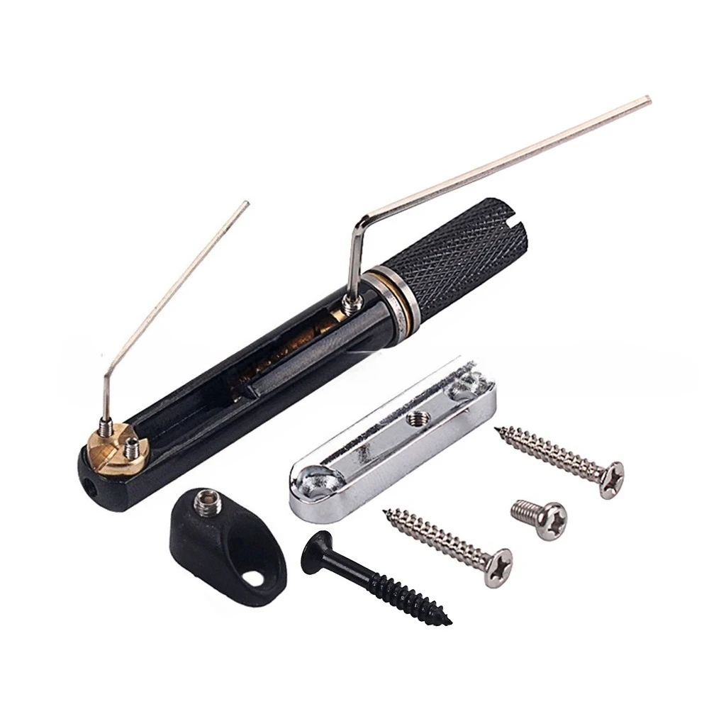 single-black-guitar-bridge-tailpiece-adjustable-roller-bridge-with-silver-mounting-block-for-lp-style-electric-guitar