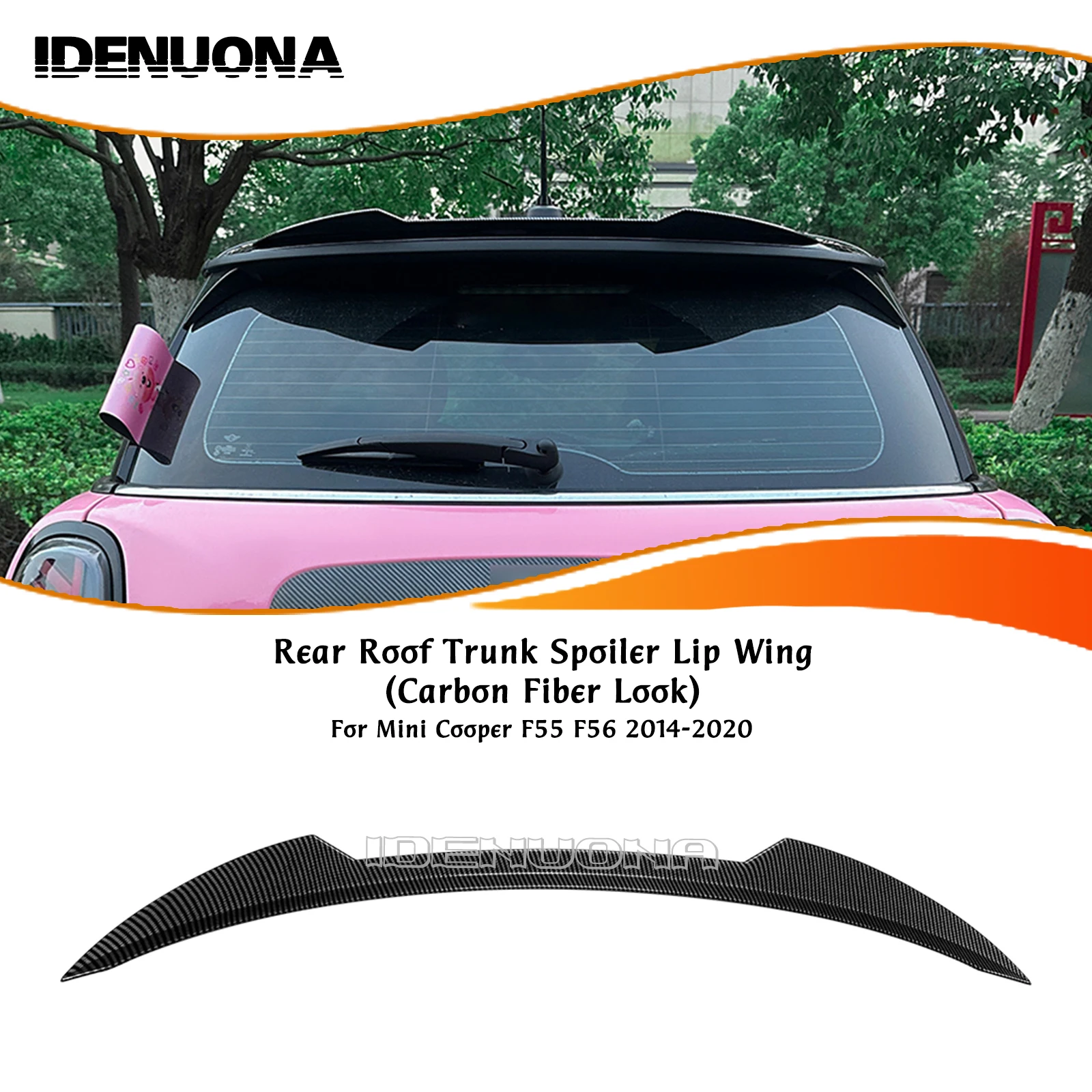 

Rear Trunk Roof Spoiler Wing Carbon Fiber Look/Gloss Black Upper Splitter Lip For BMW Mini Cooper F55 F56 2014-24 Standard Wagon