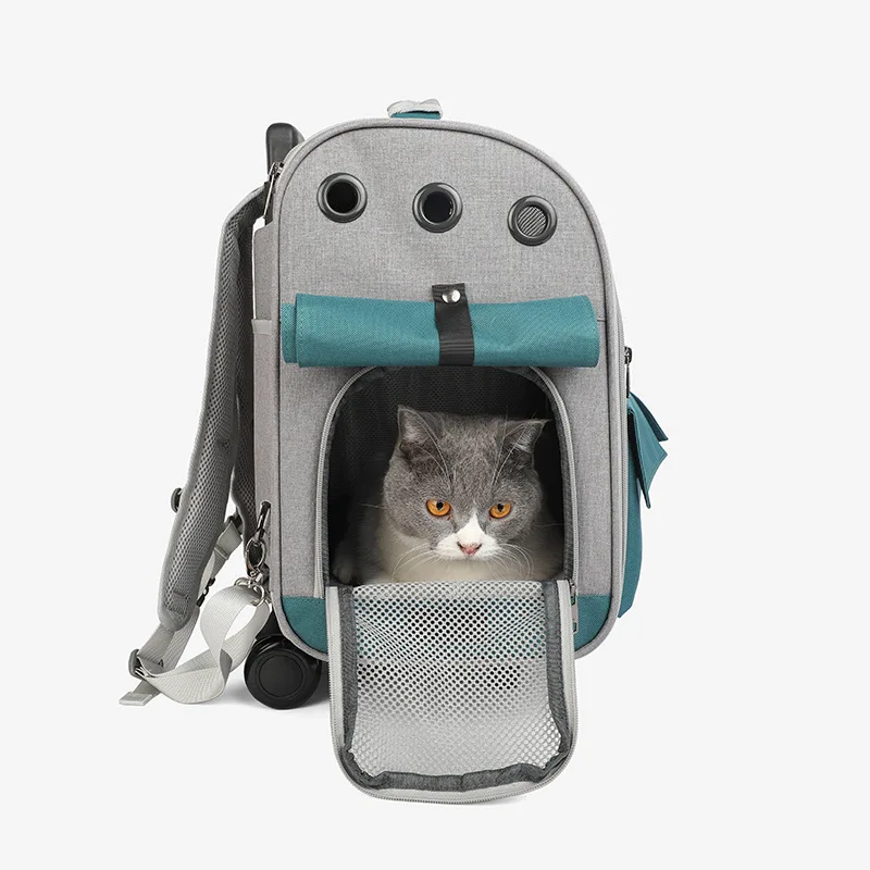 Rolling Pet Carrier Bag breathable mesh design dog Travel Bag with Wheels cat Carrier with Wheels Airline Approved Pet Carrier