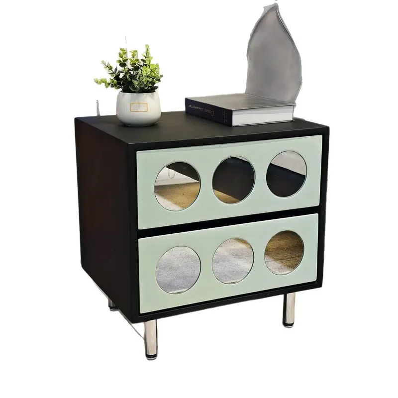 Bauhaus Solid Wood Nightstand Contrasting Color Side Table Wall Mounted Storage Cabinet for Living Room Bedroom Porch