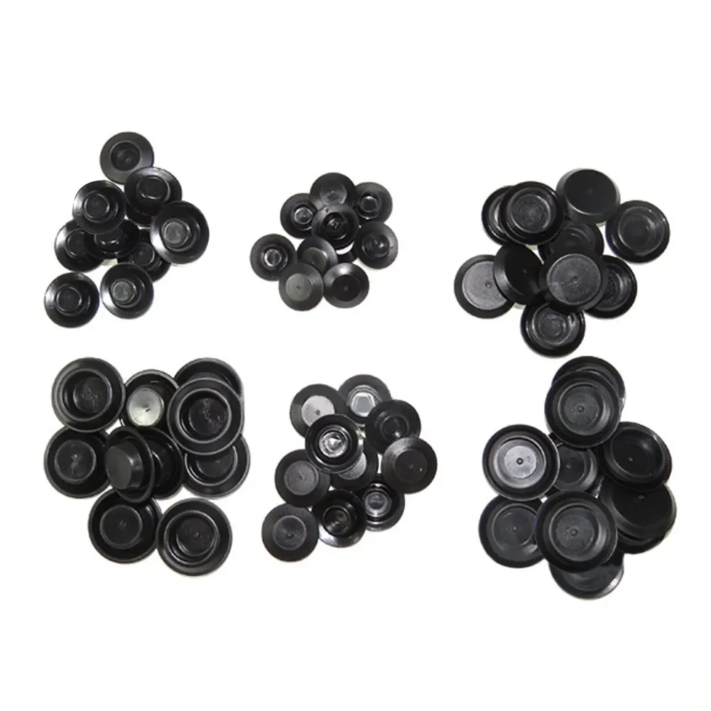 60x Flush Mount Black Plastic Hole Plug Assortment For Auto Body Sheet Metal Flush Sheet Metal Hole Plugs Car Accessories