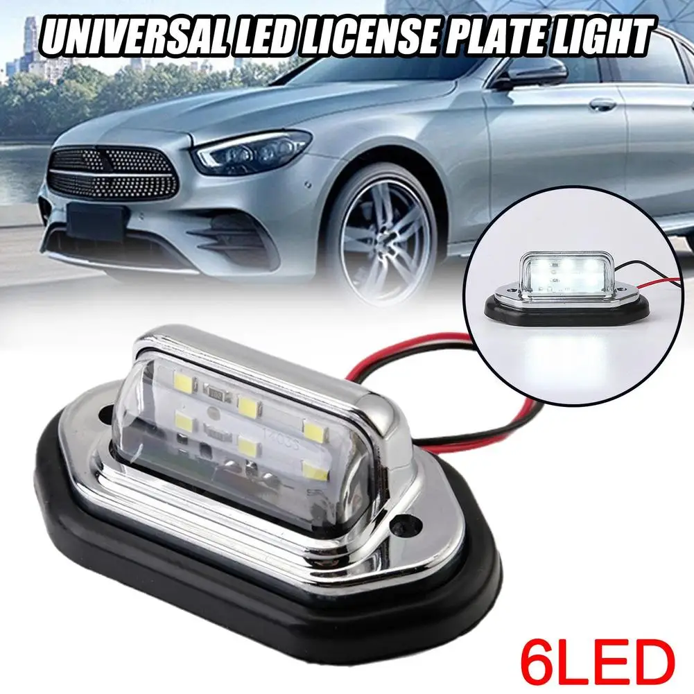 6 LED Car License Plate Light 12V-24V Waterproof White Van Trailer Boats Accessory Plate Lamp Taillight RV Licens SUV Truck W9A7