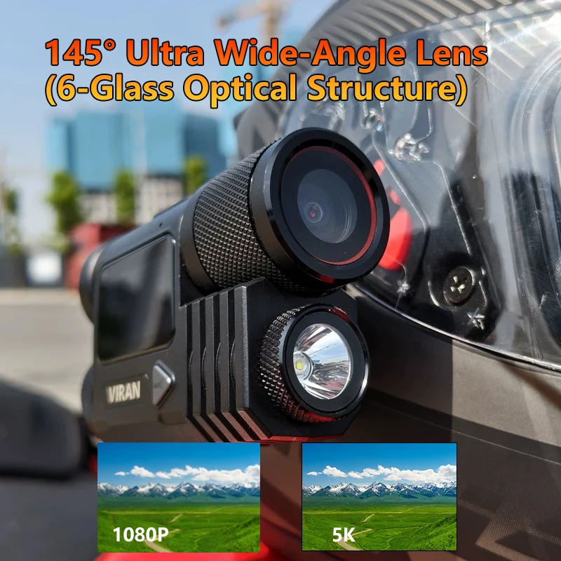 5K Action Camera WiFi Voice Control 145 Degree Wide Angle Touch Screen Dual Stabilization Helmet Sports Camera with 128GB Card