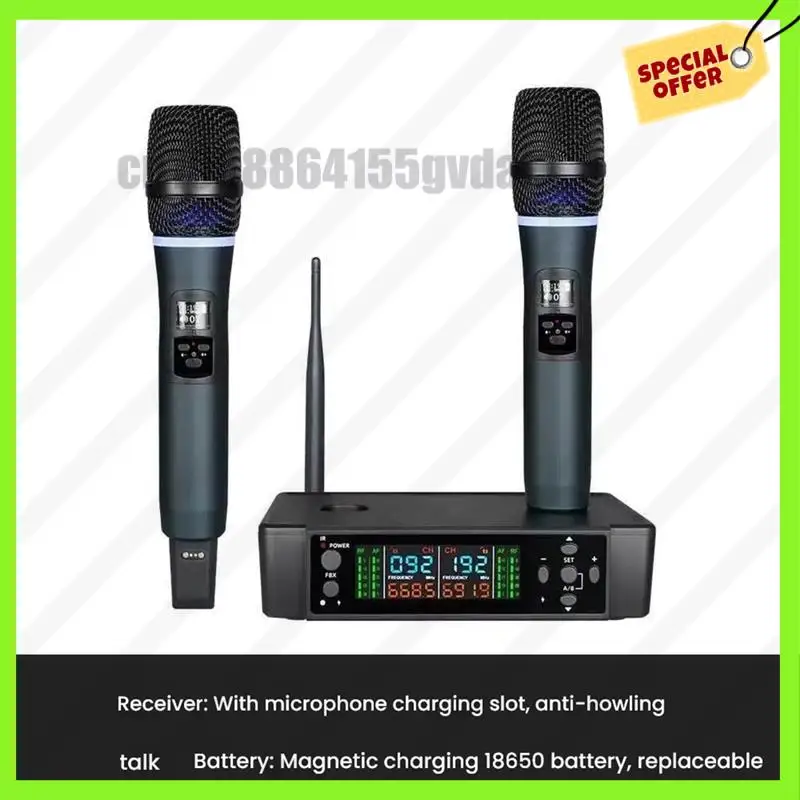 -A61K Dynamic Live Broadcast Wireless Charging Microphone Set Professional For Stage Singing 2 Pack 1 Drag Home Handheld Mic