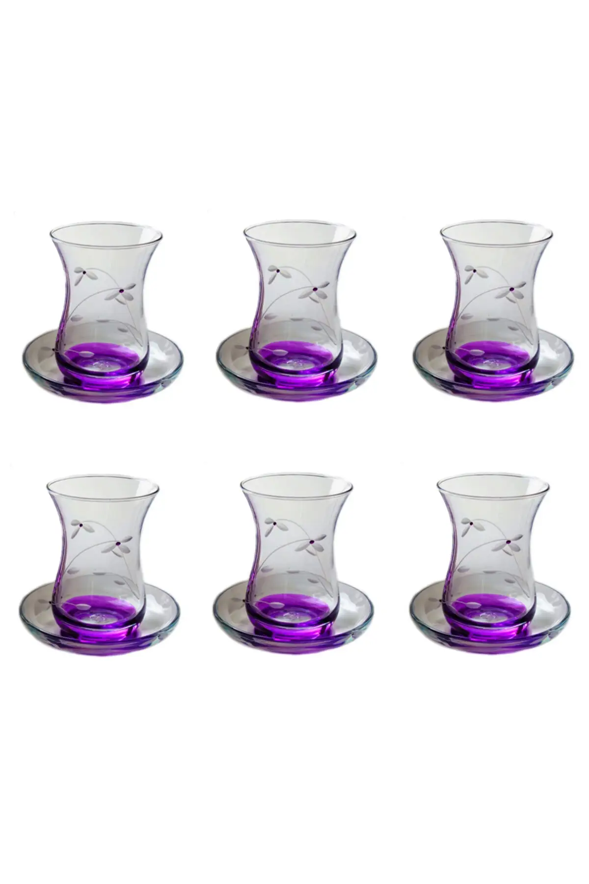 

Large Ajda bridal flower (purple) Tea set 12 piece Turkish Tea Cup Glass Cup Glass Cup Glass Cup