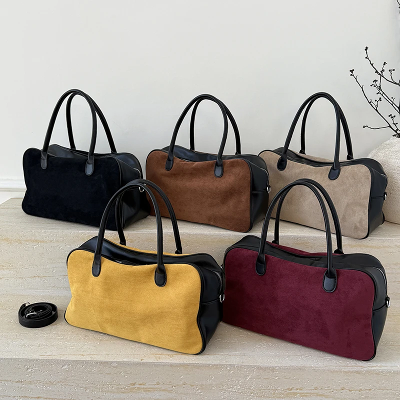 

Business Commuter Shoulder Bags for Women 2025 Luxury Designer Handbags Pure Suede Leather Bag Big Capacity Casual Messenger Bag