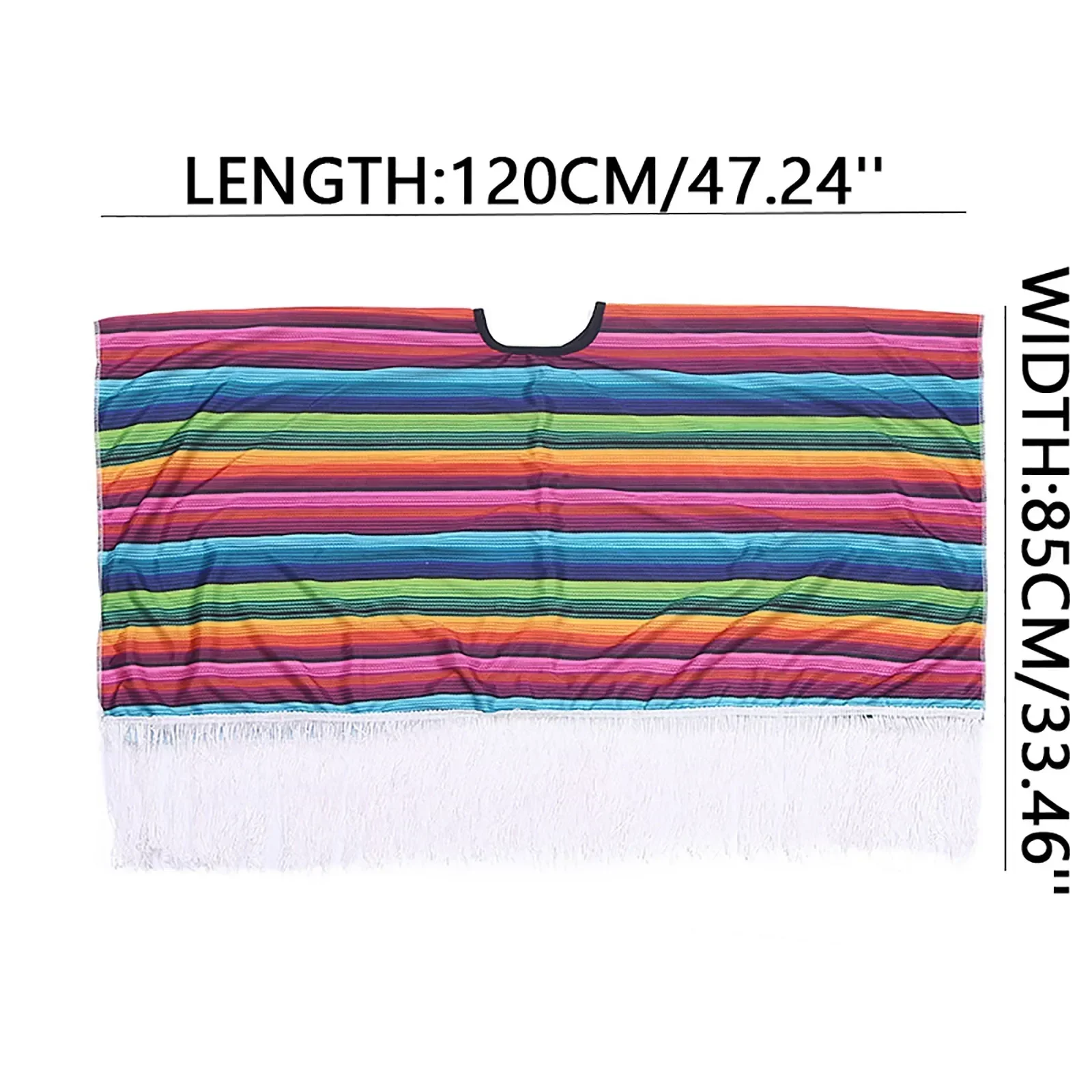 ذكر احتفالي المكسيكي كيب الرأس العرقية طباعة مخطط هامش المعطف زي أعلى رجل الملابس