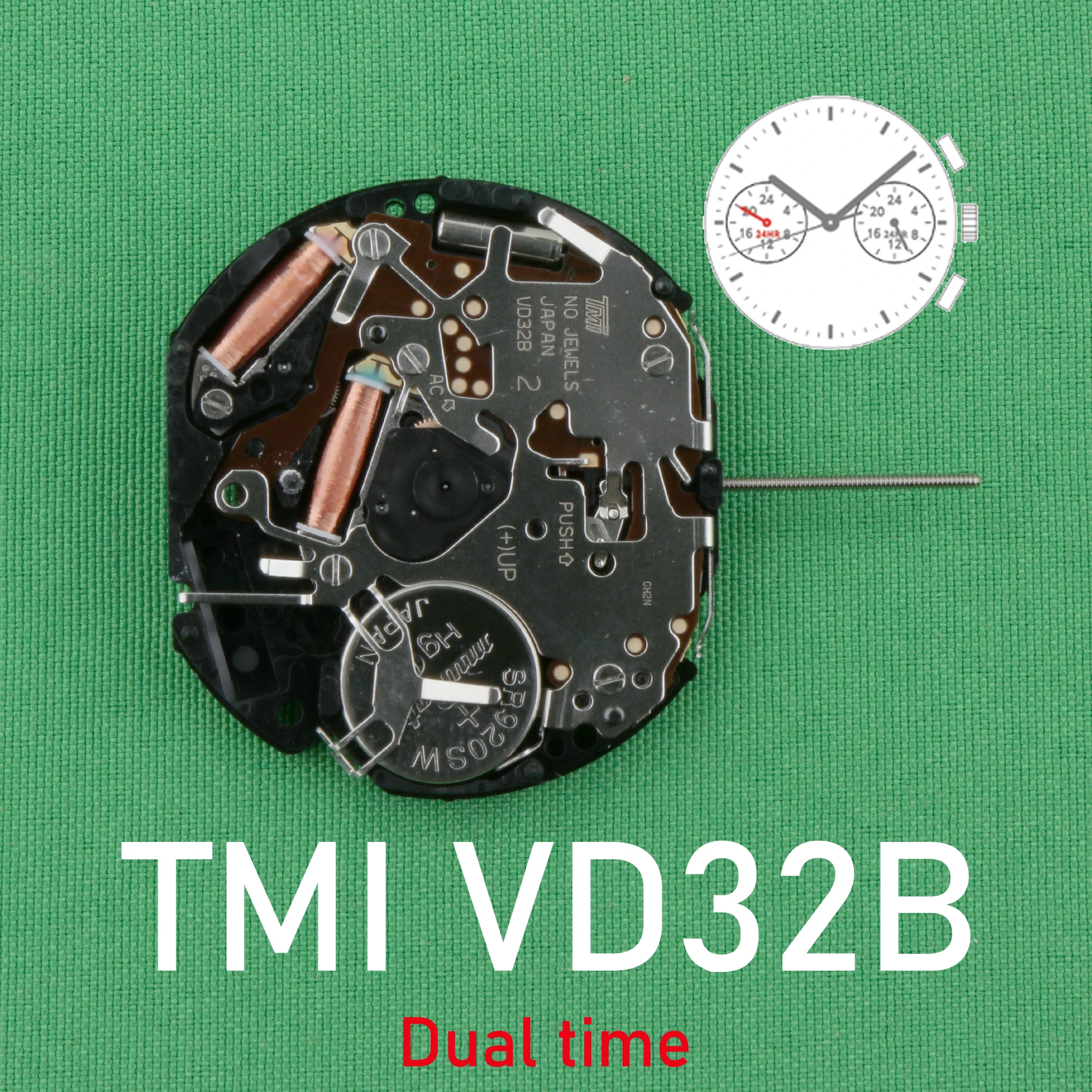 TMI VD32B movement New Japan Seiko VD32 Movement Original SII/TMI VD32 Watch Movement Dual time Local time: 3 hands,