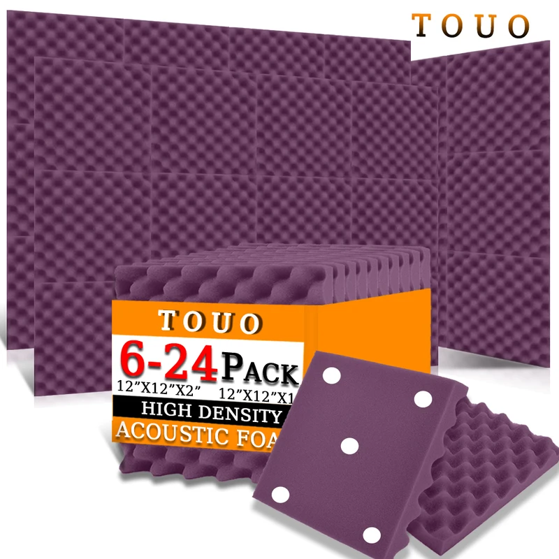 

TOUO 6/12/24 Pcs Sound Foam Recording Studio High Density Acoustic Foam Polyester Sound Absorbing Material Noise Insulation