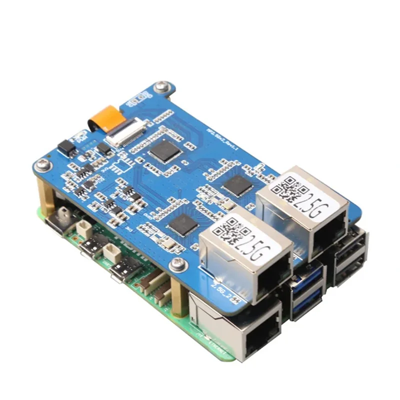 MP2.5GD لـ Rasbperry Pi 5 PCIE إلى Dual 2.5G Ethernet HAT RTL8125 لوح تمديد أزرق PCB يدعم نظام التشغيل Rpi وUbuntu #3