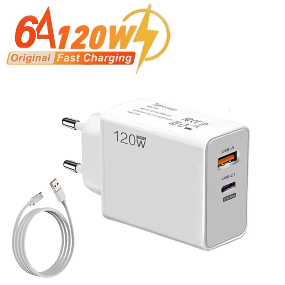 Fast Charge 120W Type C USB Charger PD Mobile Phone Power Adapter For iPhone Xiaomi Huawei Samsung Quick Charging Wall Charger