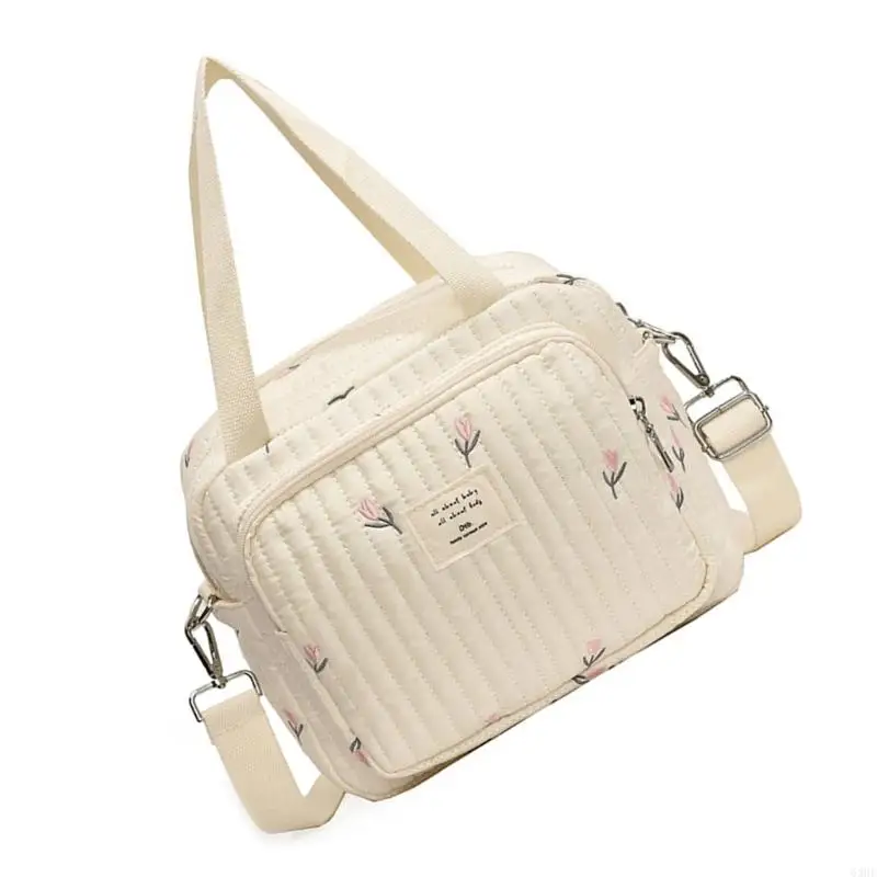 

63HE Stylish Embroidered Maternity Bag for Modern Moms, Spacious Baby Diaper Hand Bag Infants Travel Gear