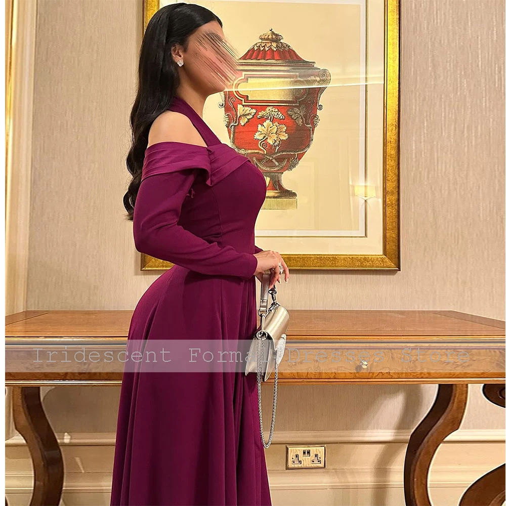 Linia suknie balowe dla kobiet 2025 długie rękawy Off Halter suknie na bal maturalny długa długość podłogi sukienki na formalną imprezę