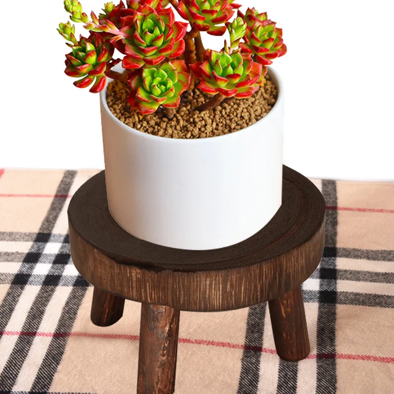 Wooden Plant Stand Flower Pot Base Holder Stool For Indoor Outdoor Flower Pot Stand Free Standing Bonsai Holder Home Balcony