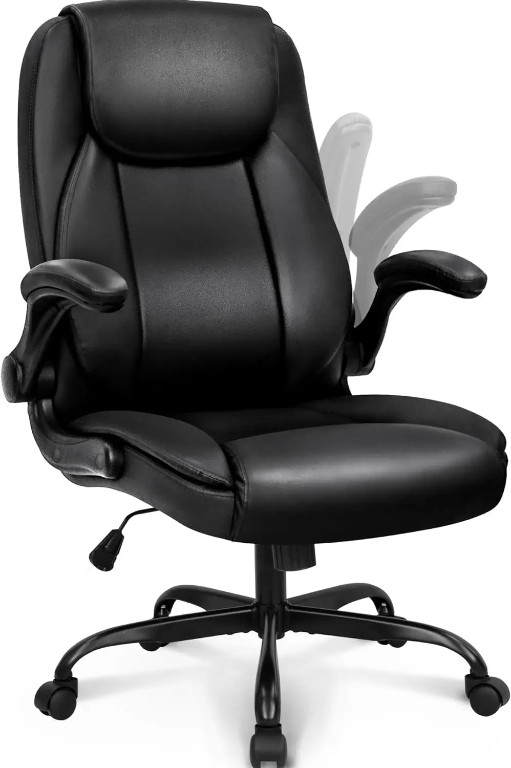 Comfort Canto Ergonômico Cadeira De Escritório, PU Cadeira Executiva, Aacolchoado Flip Up Braço, Cadeira De Computador, Apoio Lombar, Rodas Giratórias