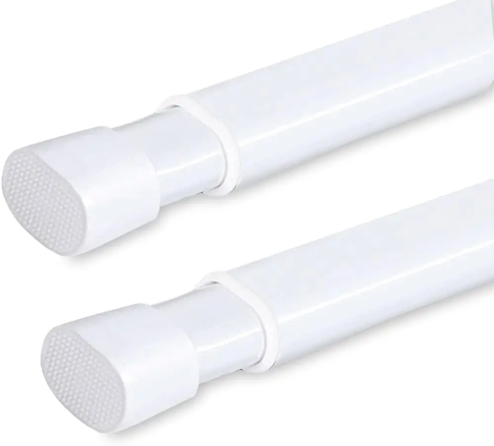2 Pack Tension Rod Oval Spring Adjustable 36-60 Inch White No Drilling Curtain Rods for Doors Windows