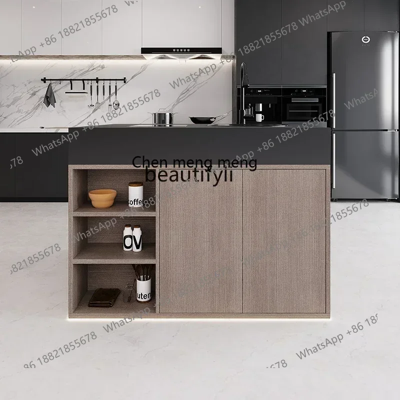 Single island platform head rock slab island table, desk, cooking, sink, water bar collapse