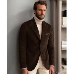 Veste de Luxe en Velours Côtelé pour Homme, Manteau Décontracté de Haute Qualité, à Simple Boutonnage, Style Britannique, Nouvelle Collection 2024