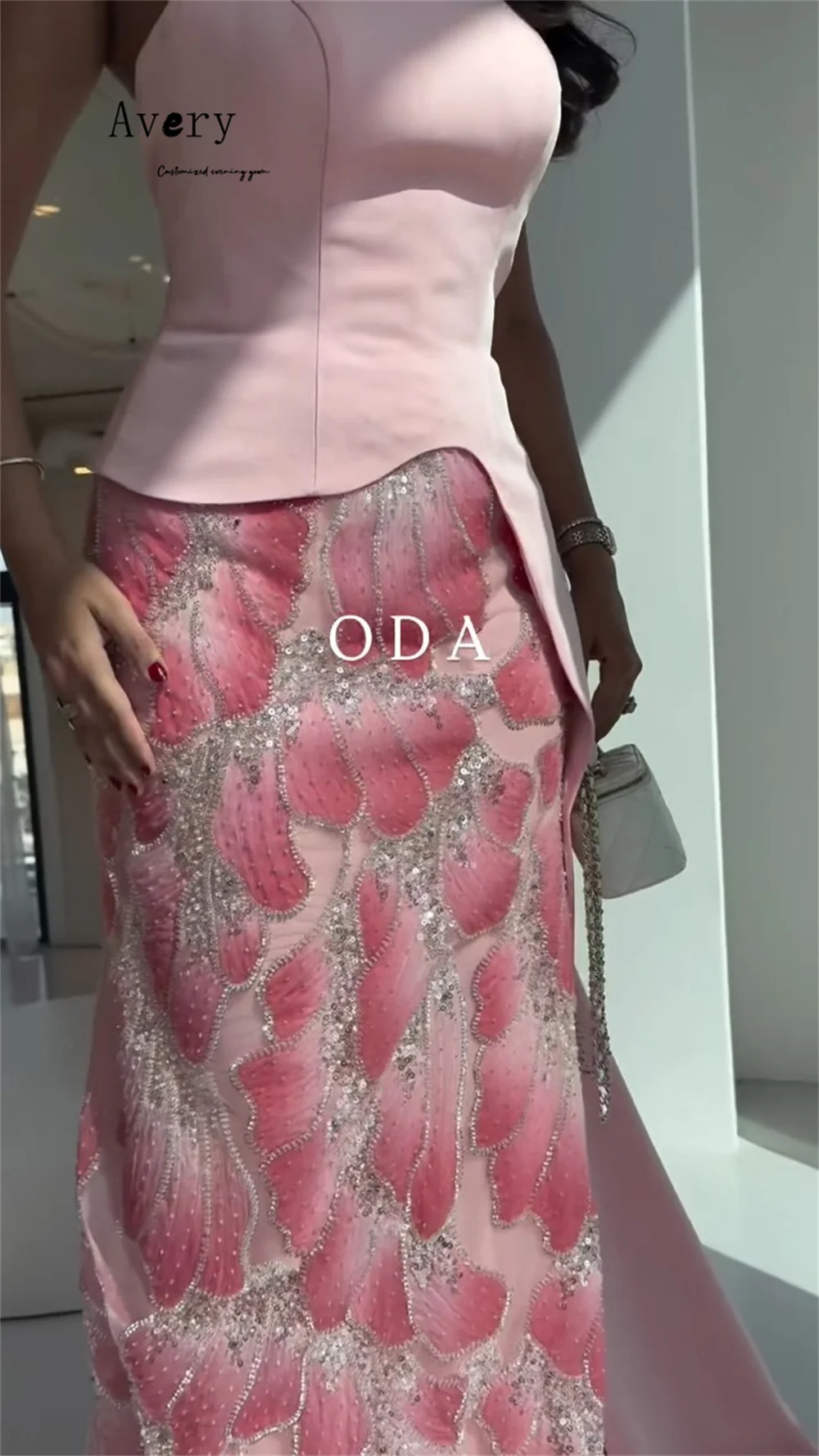 Avery-Top de tubo de cola de pez rosa personalizado, vestidos de noche sin mangas, vestidos de invitados de boda de lujo 2025 para fiesta, vestido de graduación para mujer