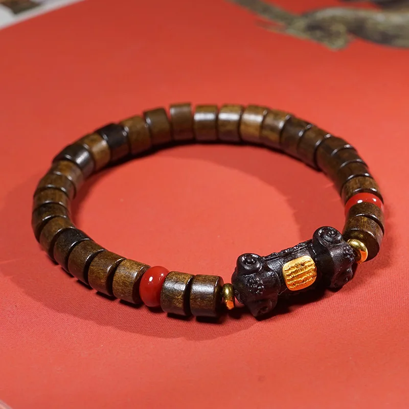 Natural Bodhisattva Agarwood Wood Beads DIY Ruyi Style Buddhist Bead Men's and Women's Wooden Bracelet