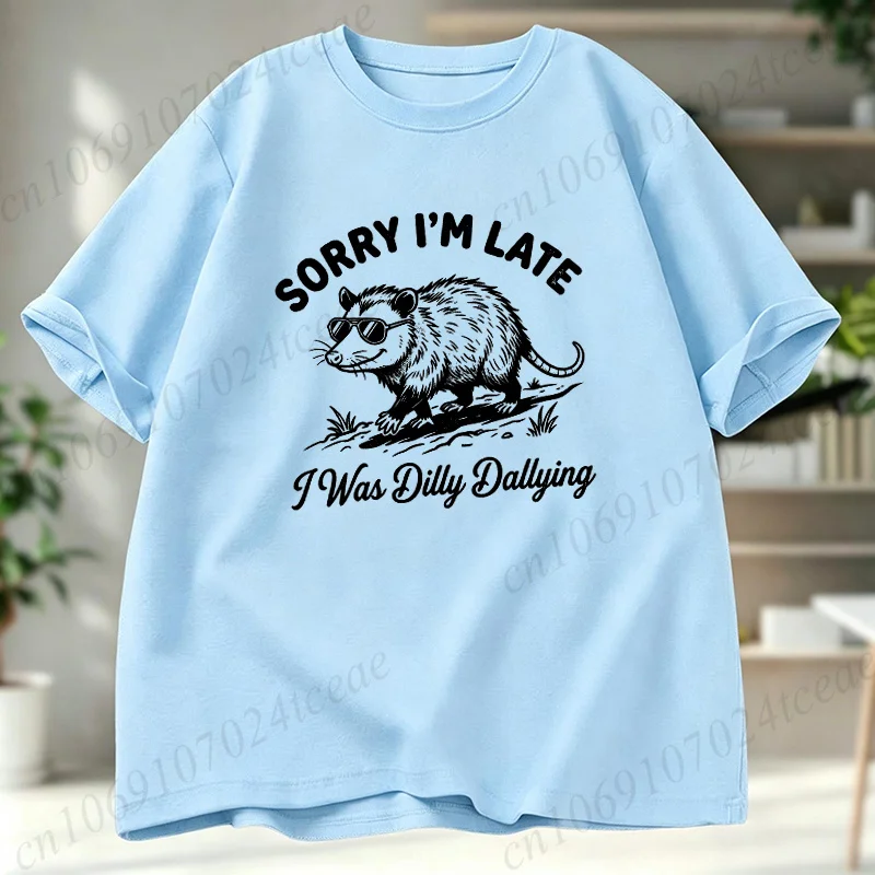 Men T-shirt High Quality Funny Opossum Design Printing Shirts Casual Cool Loose O-neck Male for Men T-shirt Hip Hop Tees Tops