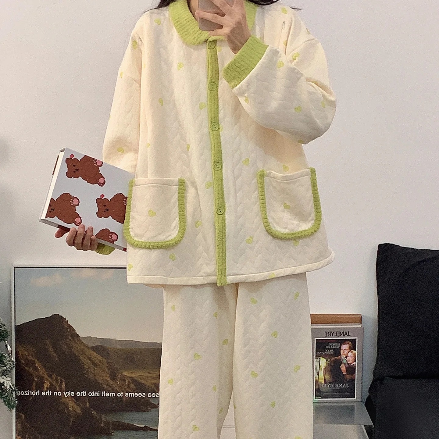 

Пижамные комплекты для пар: женские летние махровые пижамы с оригинальным дизайном для дома и офиса, очень мягкие, с круглым вырезом, рукавами-крылышками, длиной до щиколотки, прохладные, 2026